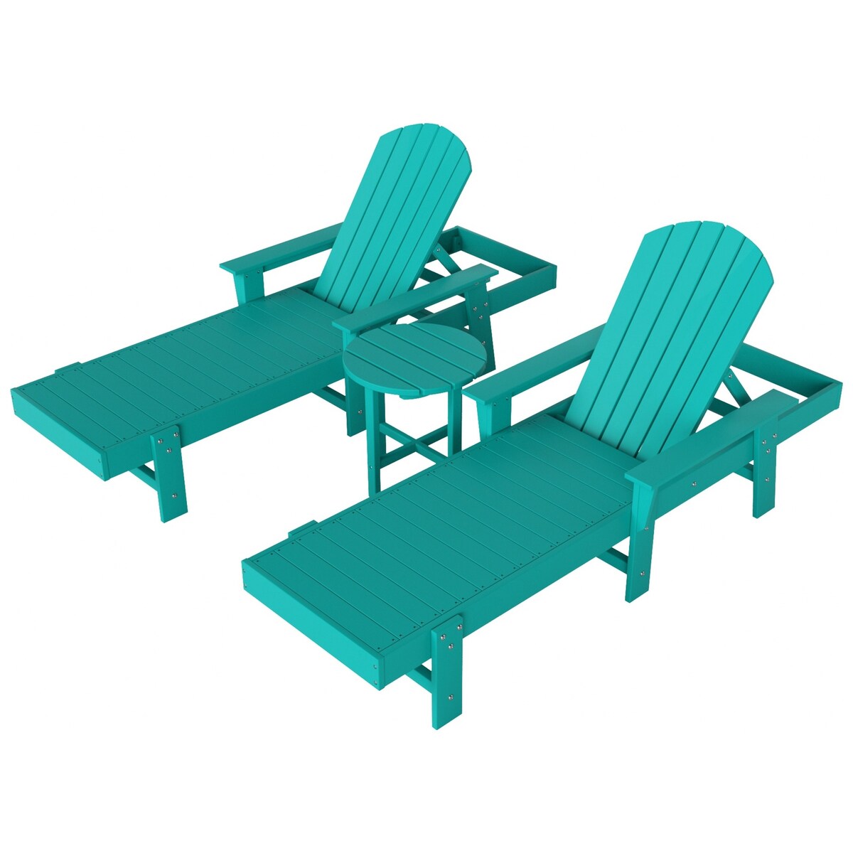 Polytrends Altura Poly Eco-Friendly All Weather Reclining Chaise Lounge with Arms & Side Table (3 Piece Set)