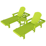 Polytrends Altura Poly Eco-Friendly All Weather Reclining Chaise Lounge with Arms & Side Table (3 Piece Set)