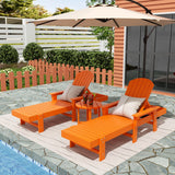 Polytrends Altura Poly Eco-Friendly All Weather Reclining Chaise Lounge with Arms & Side Table (3 Piece Set)