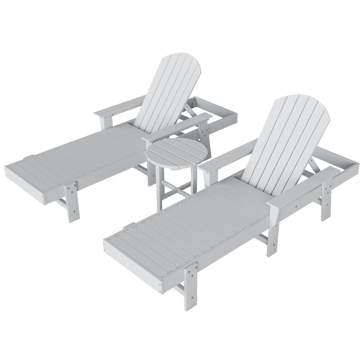 Polytrends Altura Poly Eco-Friendly All Weather Reclining Chaise Lounge with Arms & Side Table (3 Piece Set)
