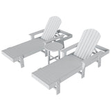 Polytrends Altura Poly Eco-Friendly All Weather Reclining Chaise Lounge with Arms & Side Table (3 Piece Set)