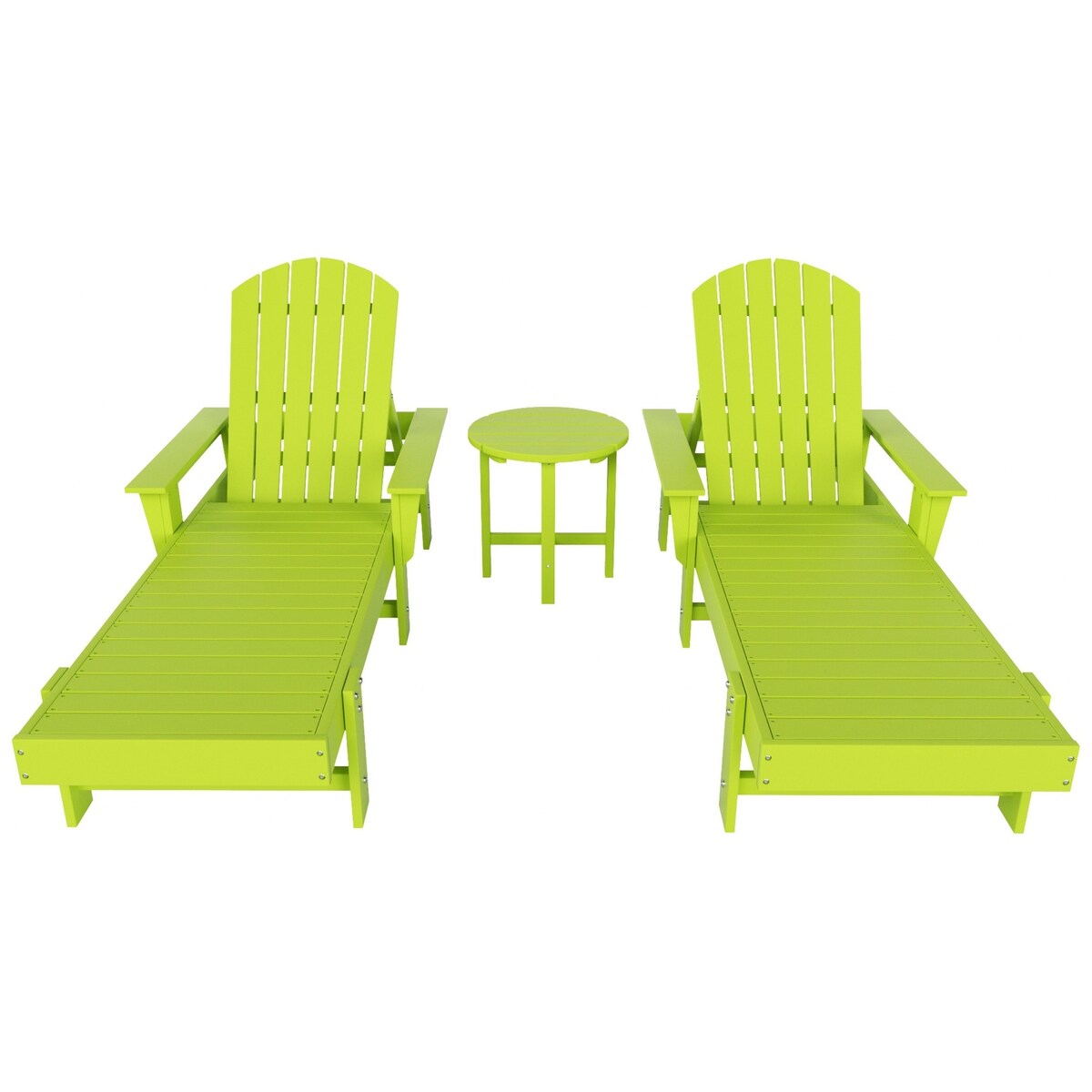 Polytrends Altura Poly Eco-Friendly All Weather Reclining Chaise Lounge with Arms & Side Table (3 Piece Set)