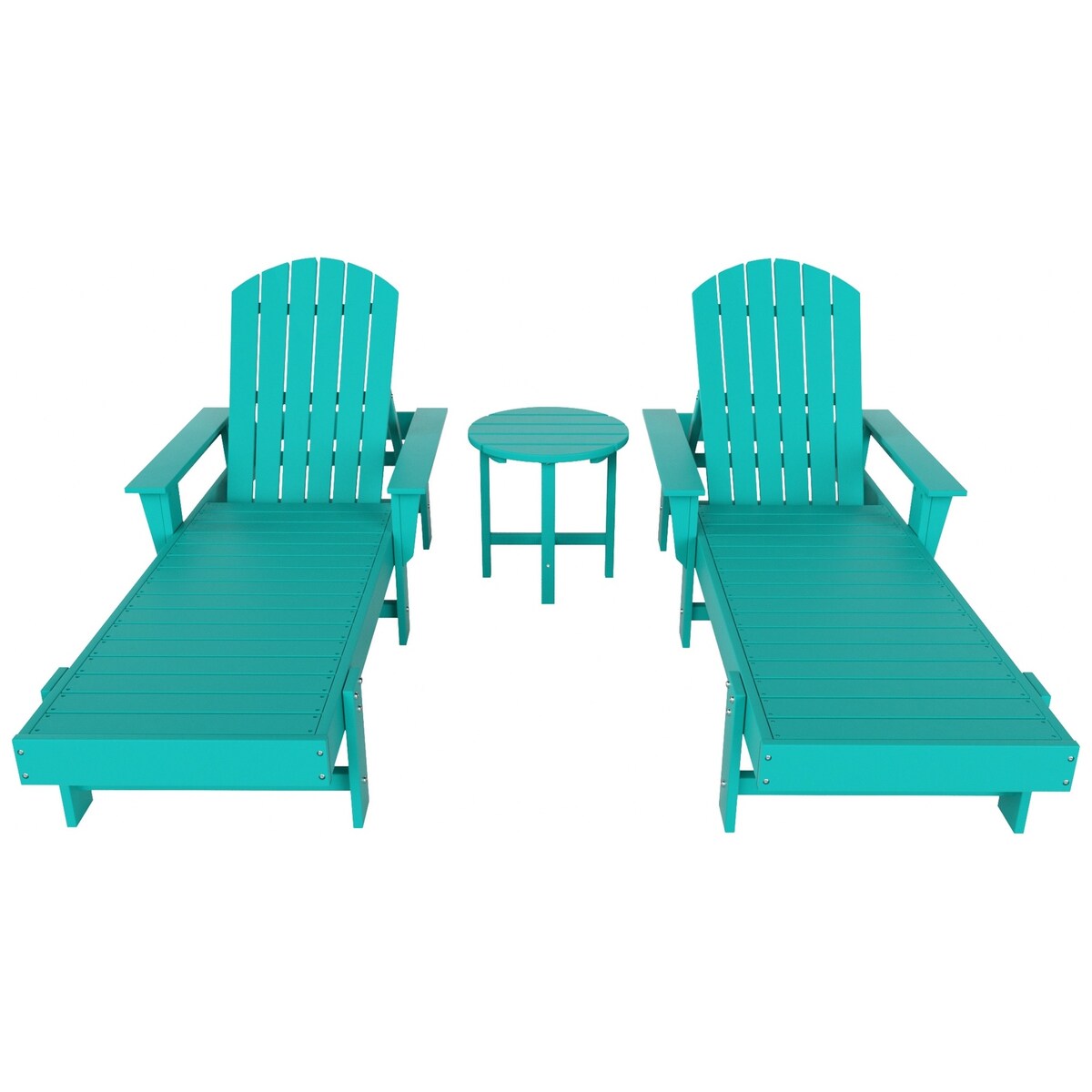 Polytrends Altura Poly Eco-Friendly All Weather Reclining Chaise Lounge with Arms & Side Table (3 Piece Set)