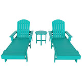 Polytrends Altura Poly Eco-Friendly All Weather Reclining Chaise Lounge with Arms & Side Table (3 Piece Set)