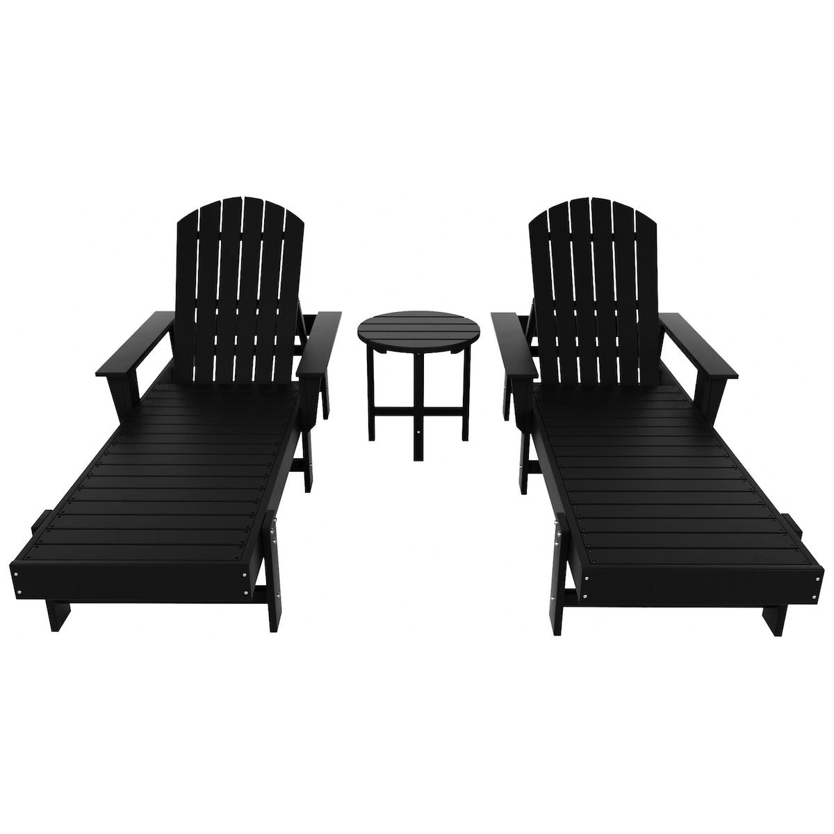 Polytrends Altura Poly Eco-Friendly All Weather Reclining Chaise Lounge with Arms & Side Table (3 Piece Set)