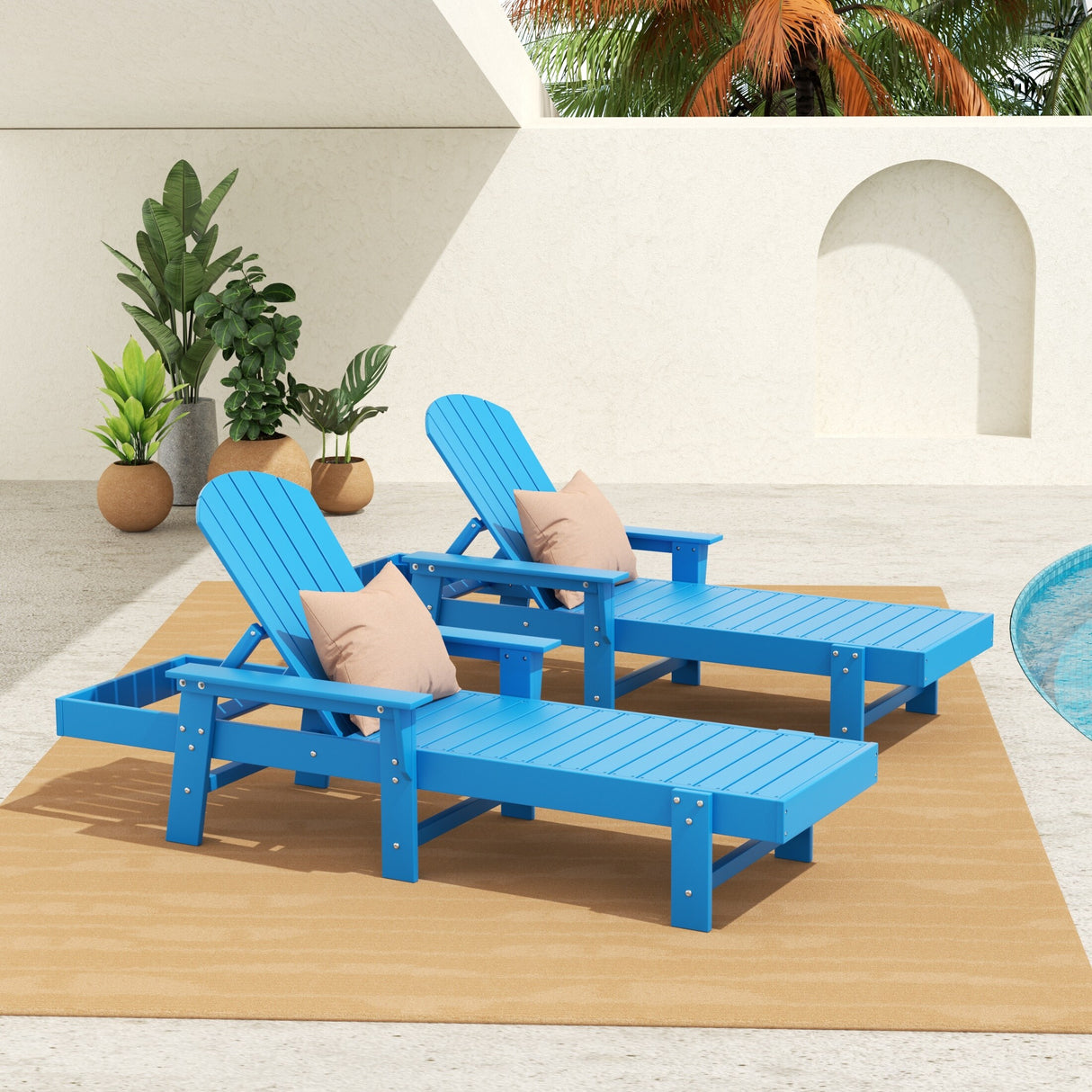 Polytrends Altura Poly Eco-Friendly All Weather Reclining Chaise Lounge with Arms (Set of 2)