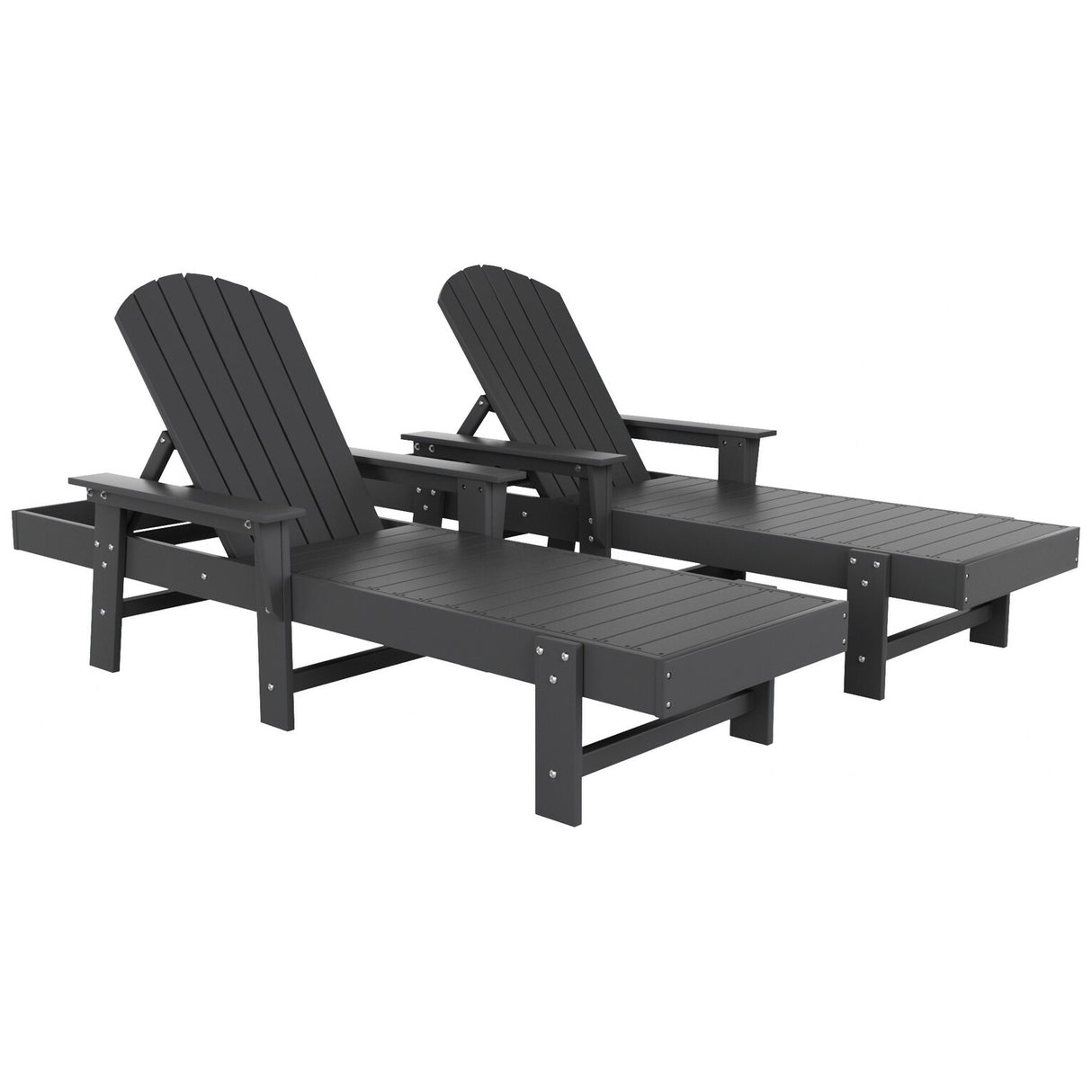 Polytrends Altura Poly Eco-Friendly All Weather Reclining Chaise Lounge with Arms (Set of 2)