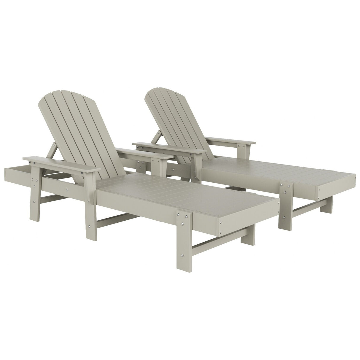 Polytrends Altura Poly Eco-Friendly All Weather Reclining Chaise Lounge with Arms (Set of 2)