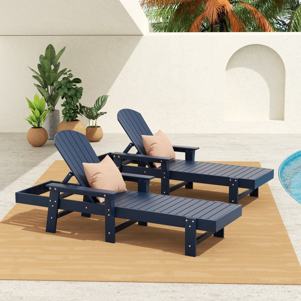 Polytrends Altura Poly Eco-Friendly All Weather Reclining Chaise Lounge with Arms (Set of 2)
