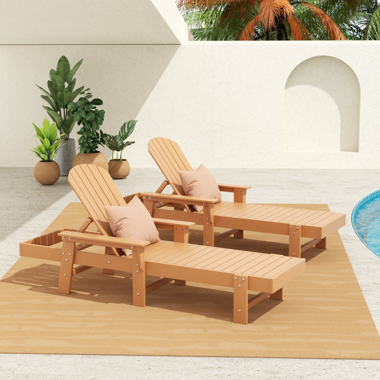 Polytrends Altura Poly Eco-Friendly All Weather Reclining Chaise Lounge with Arms (Set of 2)