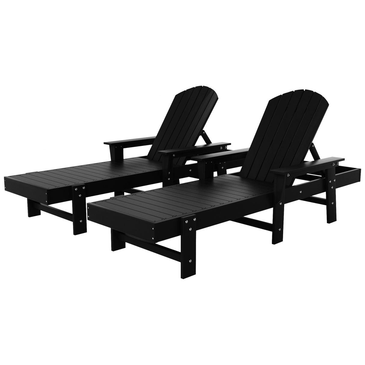 Polytrends Altura Poly Eco-Friendly All Weather Reclining Chaise Lounge with Arms (Set of 2)