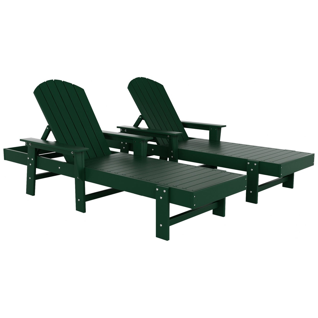 Polytrends Altura Poly Eco-Friendly All Weather Reclining Chaise Lounge with Arms (Set of 2)