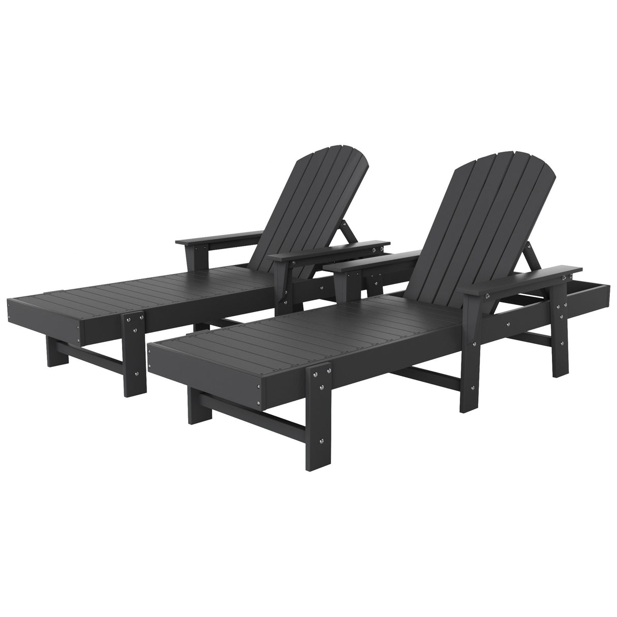 Polytrends Altura Poly Eco-Friendly All Weather Reclining Chaise Lounge with Arms (Set of 2)