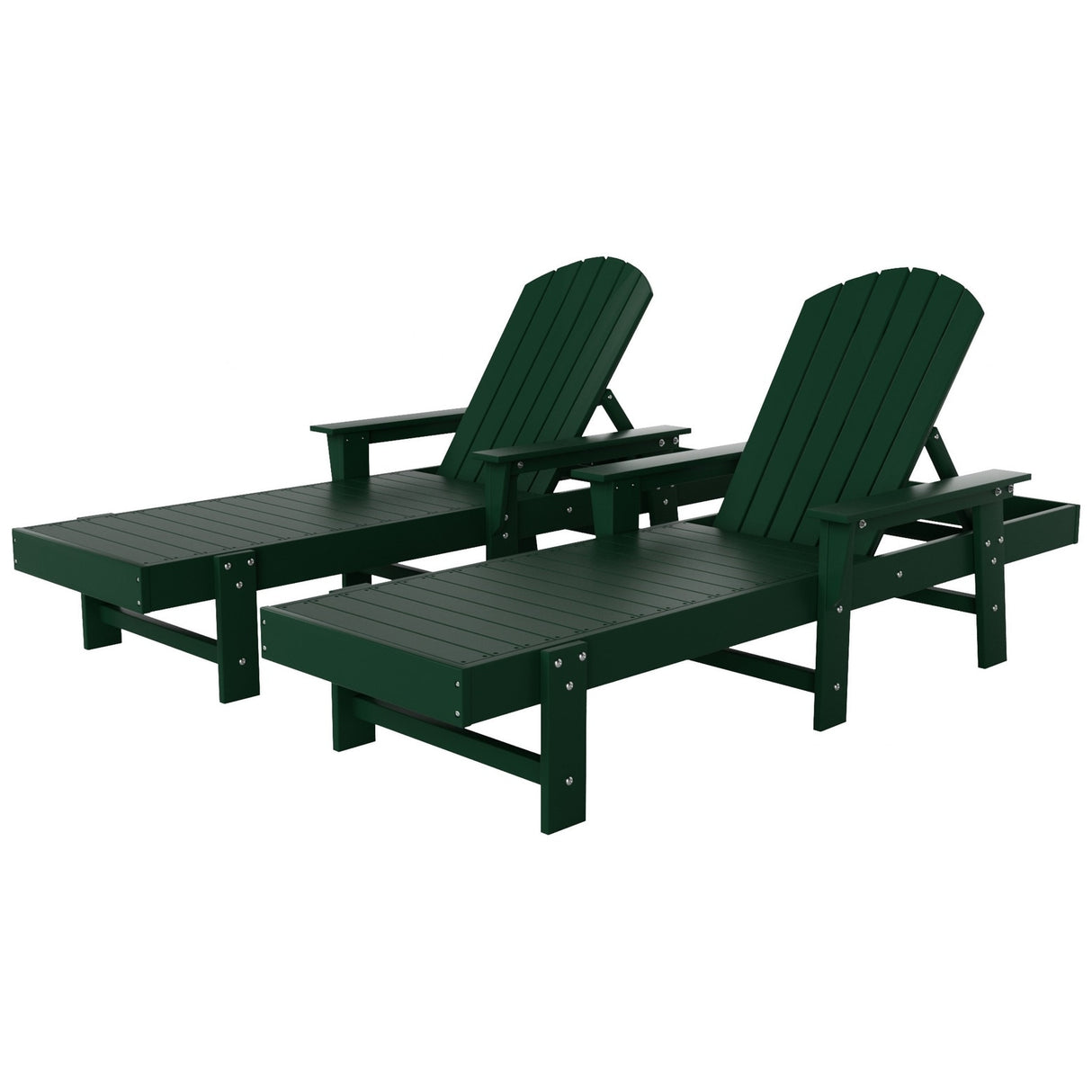 Polytrends Altura Poly Eco-Friendly All Weather Reclining Chaise Lounge with Arms (Set of 2)
