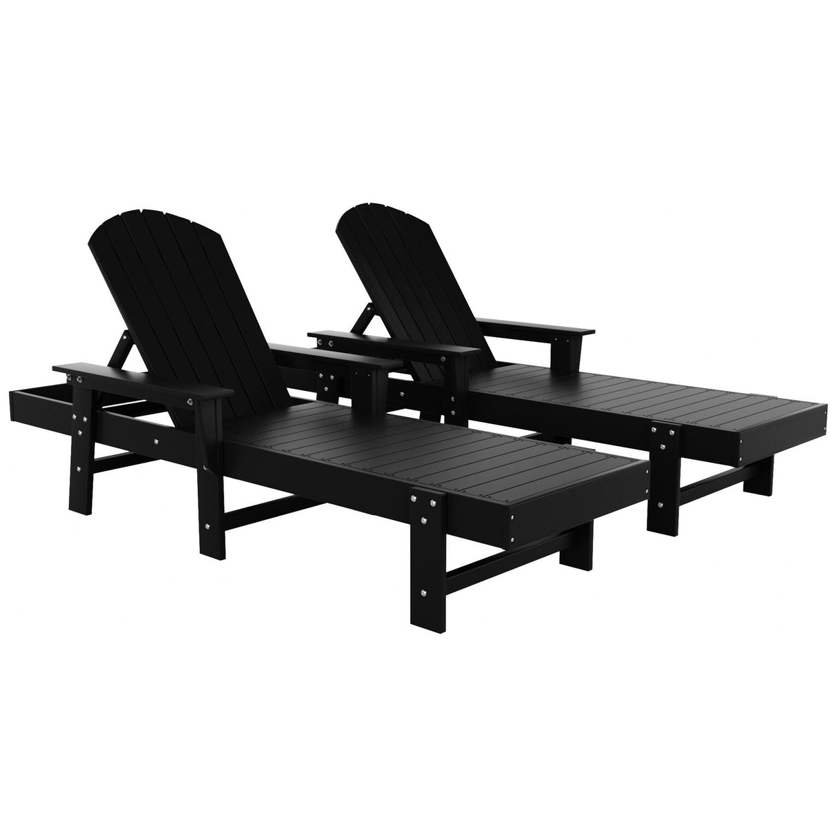 Polytrends Altura Poly Eco-Friendly All Weather Reclining Chaise Lounge with Arms (Set of 2)