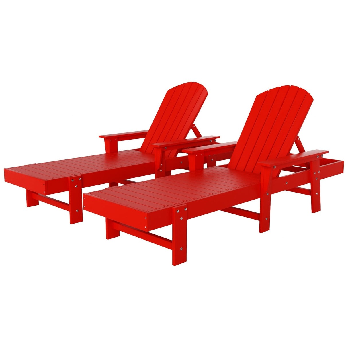 Polytrends Altura Poly Eco-Friendly All Weather Reclining Chaise Lounge with Arms (Set of 2)
