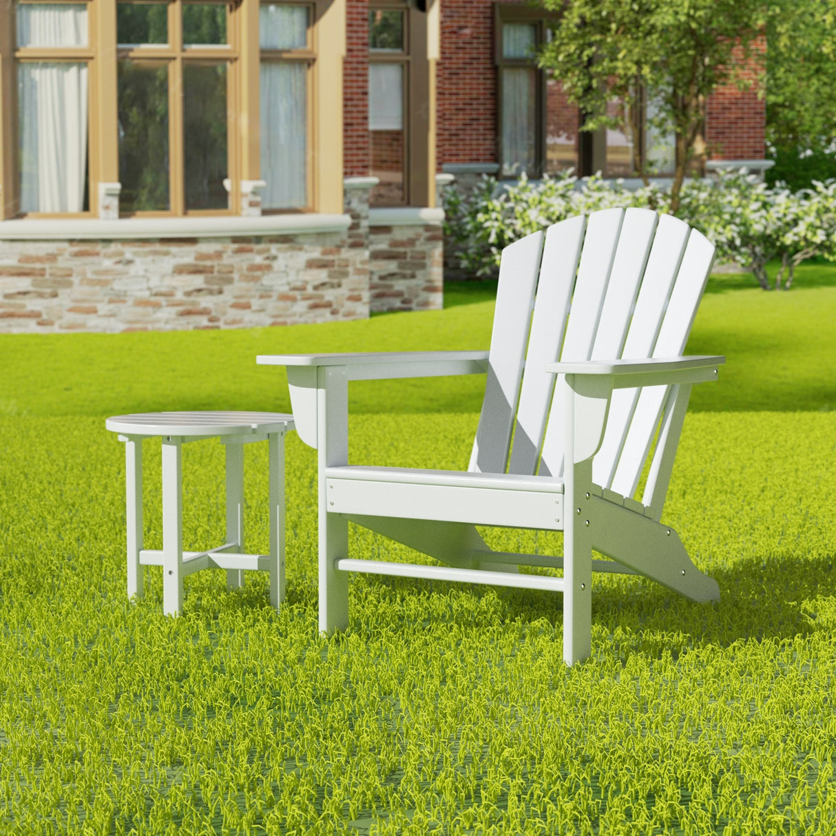 Polytrends Altura Outdoor Eco-Friendly All Weather Adirondack Chair with Side Table (2-Piece Set)