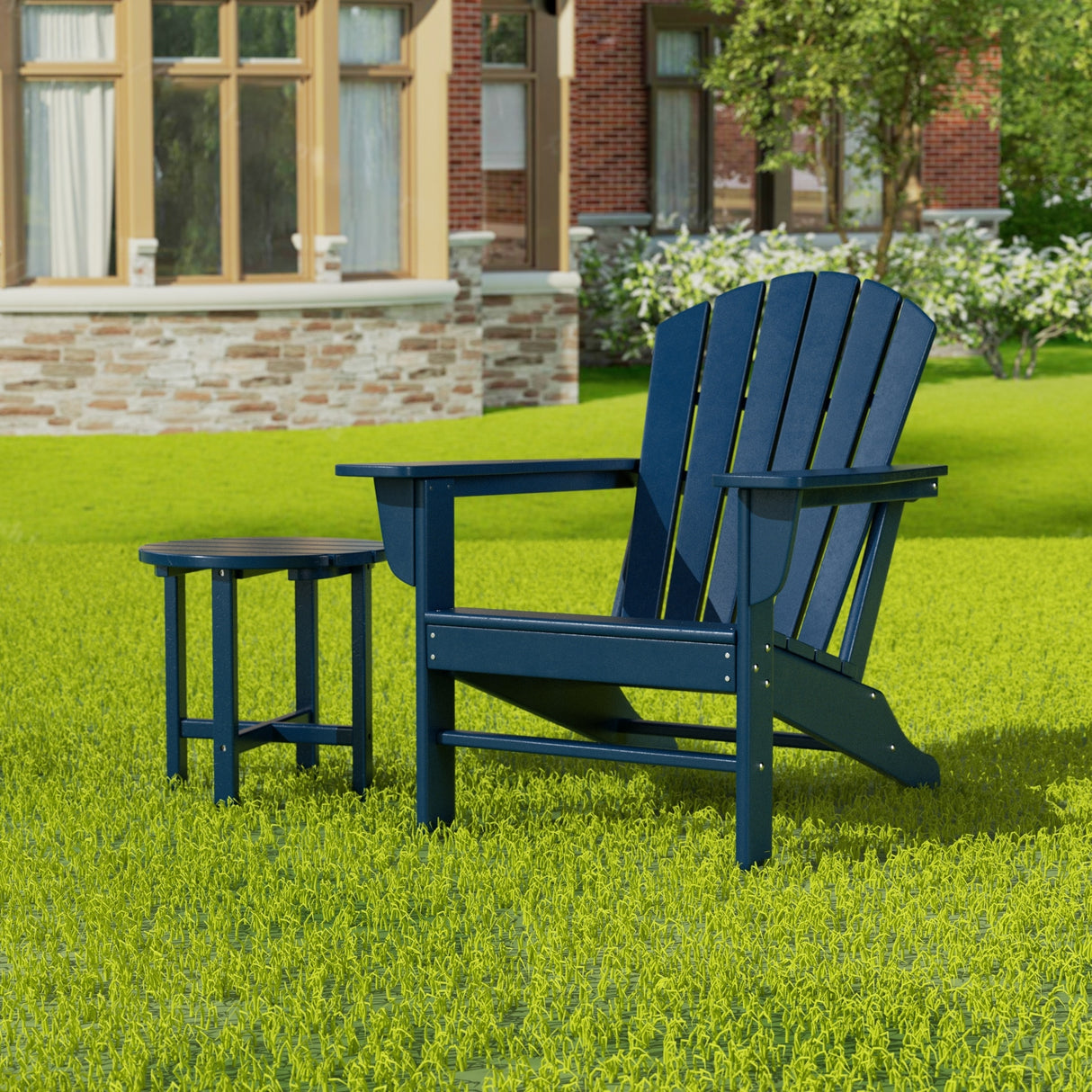 Polytrends Altura Outdoor Eco-Friendly All Weather Adirondack Chair with Side Table (2-Piece Set)