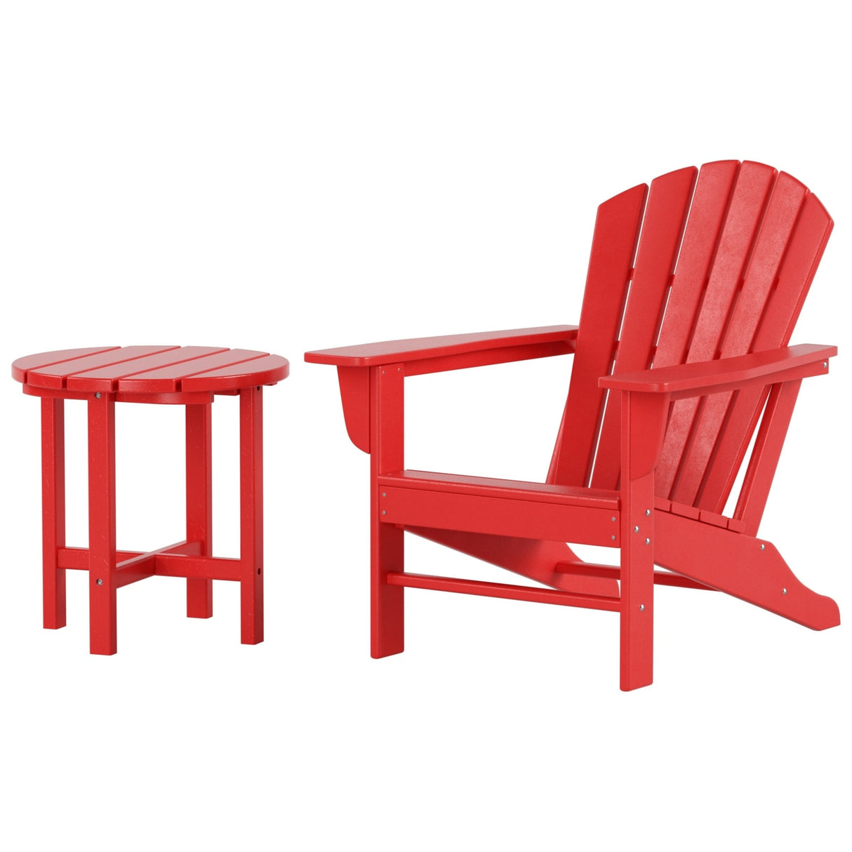 Polytrends Altura Outdoor Eco-Friendly All Weather Adirondack Chair with Side Table (2-Piece Set)