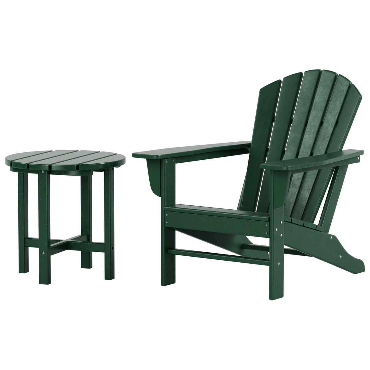 Polytrends Altura Outdoor Eco-Friendly All Weather Adirondack Chair with Side Table (2-Piece Set)