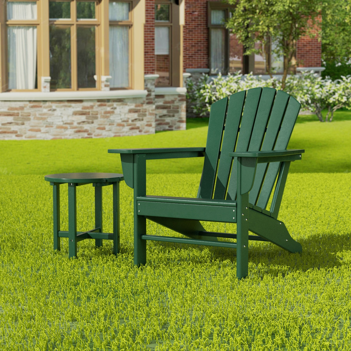 Polytrends Altura Outdoor Eco-Friendly All Weather Adirondack Chair with Side Table (2-Piece Set)