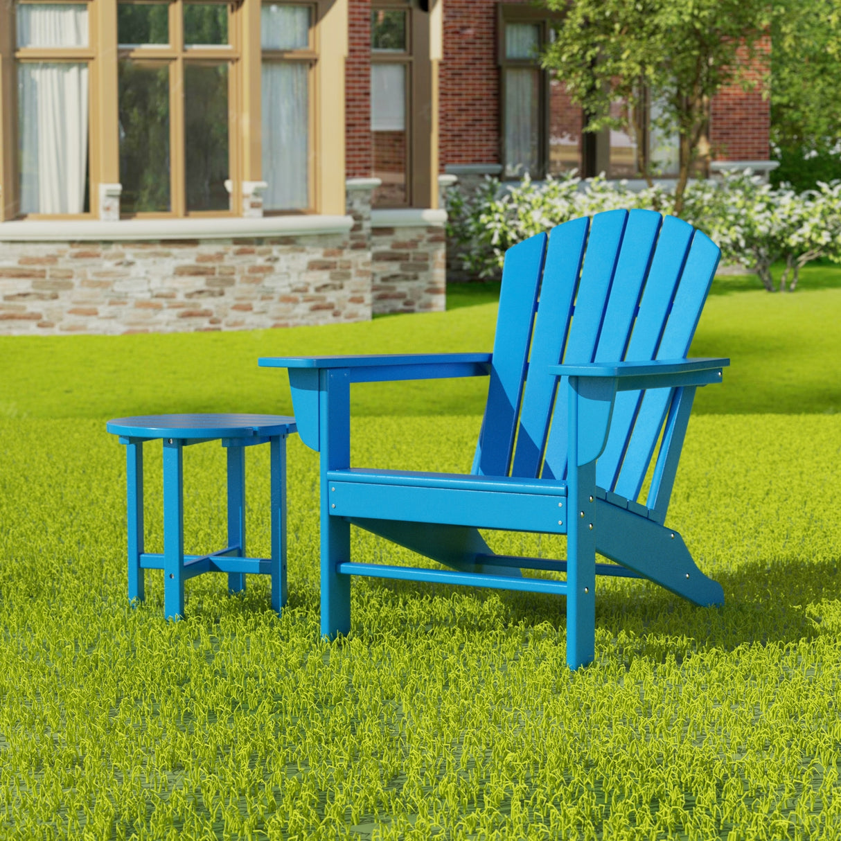 Polytrends Altura Outdoor Eco-Friendly All Weather Adirondack Chair with Side Table (2-Piece Set)
