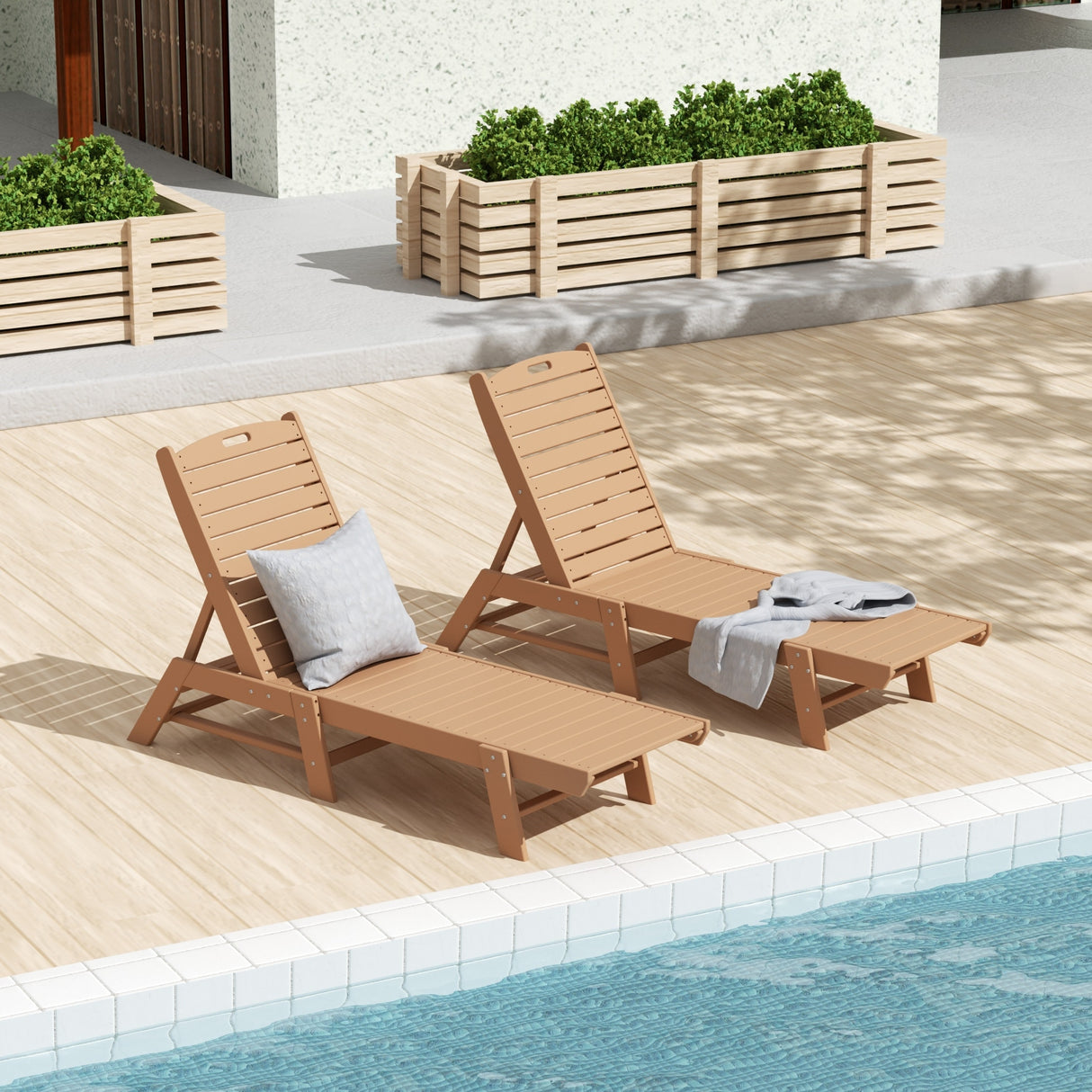 Polytrends Laguna Hdpe All Weather Outdoor Patio Pool Reclining Armless Chaise Lounge (Set Of 2)