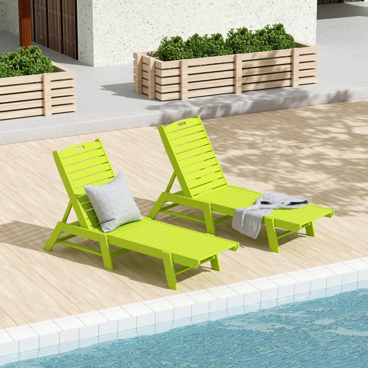 Polytrends Laguna Hdpe All Weather Outdoor Patio Pool Reclining Armless Chaise Lounge (Set Of 2)