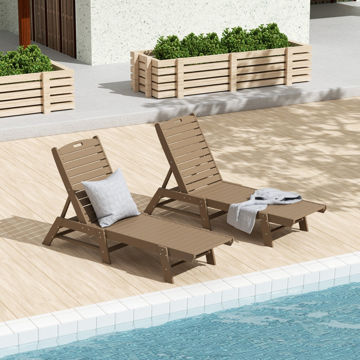 Polytrends Laguna Hdpe All Weather Outdoor Patio Pool Reclining Armless Chaise Lounge (Set Of 2)