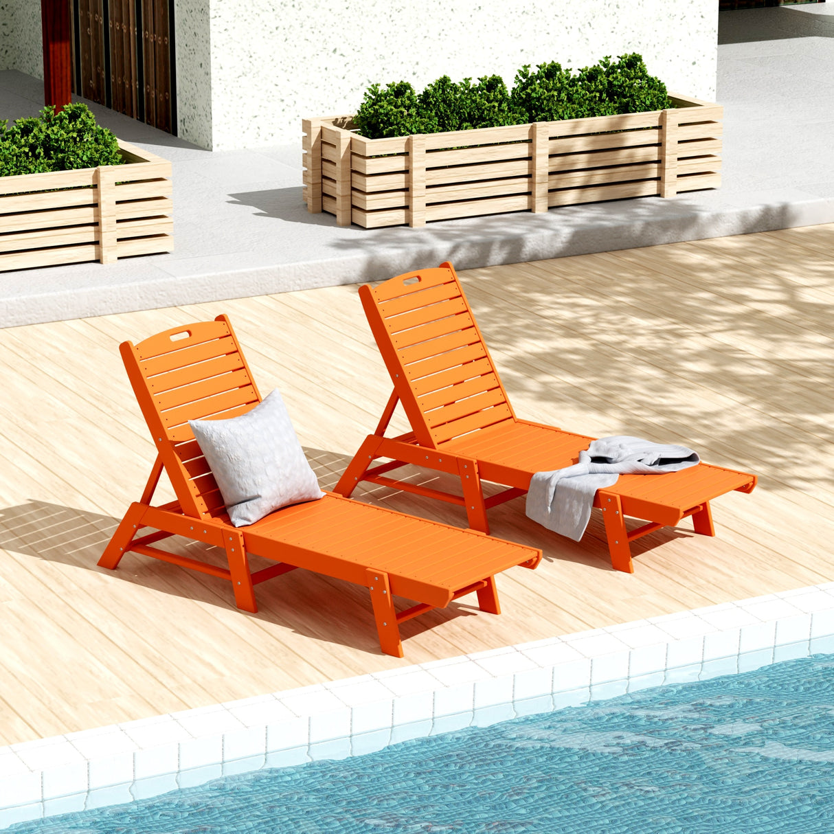 Polytrends Laguna Hdpe All Weather Outdoor Patio Pool Reclining Armless Chaise Lounge (Set Of 2)