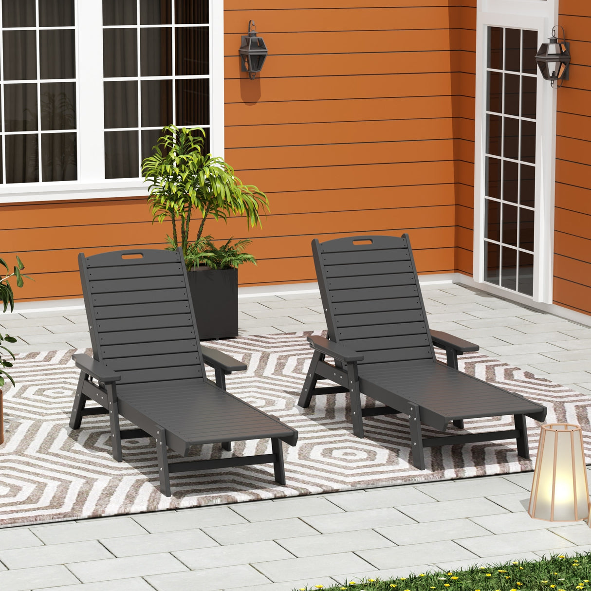 Polytrends Laguna Hdpe All Weather Outdoor Patio Pool Reclining Chaise Lounge (Set Of 2)