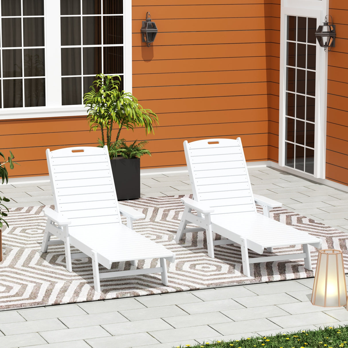 Polytrends Laguna Hdpe All Weather Outdoor Patio Pool Reclining Chaise Lounge (Set Of 2)
