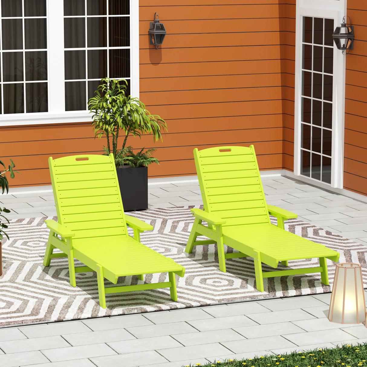 Polytrends Laguna Hdpe All Weather Outdoor Patio Pool Reclining Chaise Lounge (Set Of 2)