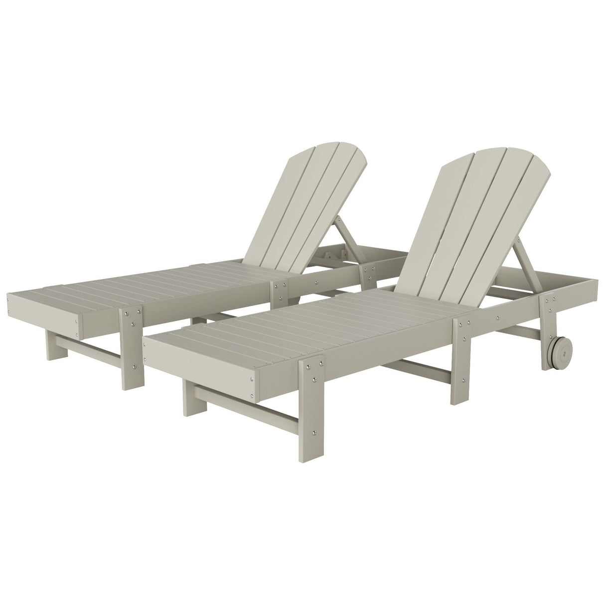 Polytrends Laguna Hdpe All Weather Outdoor Patio Pool Reclining Armless Chaise Lounge With Wheels (Set Of 2)