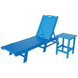 Polytrends Laguna Hdpe All Weather Outdoor Patio Pool Reclining Armless Chaise Lounges With Side Table (2-Piece Set)
