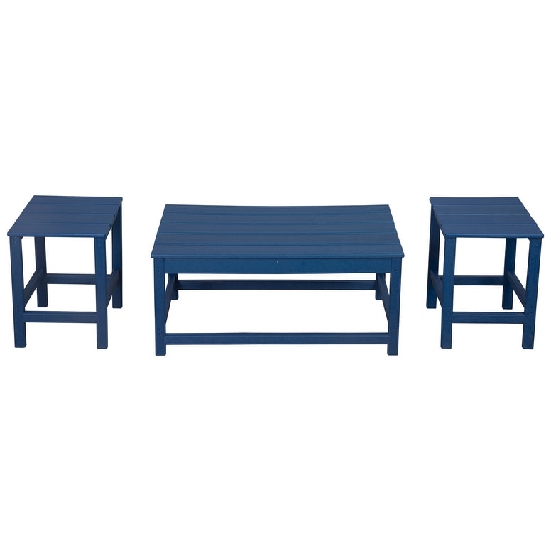 Polytrends Laguna Hdpe All Weather Outdoor Patio Coffee And Side Tables (3-Piece Set)