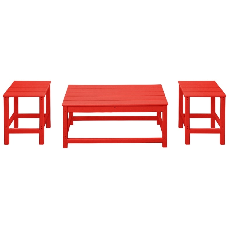 Polytrends Laguna Hdpe All Weather Outdoor Patio Coffee And Side Tables (3-Piece Set)