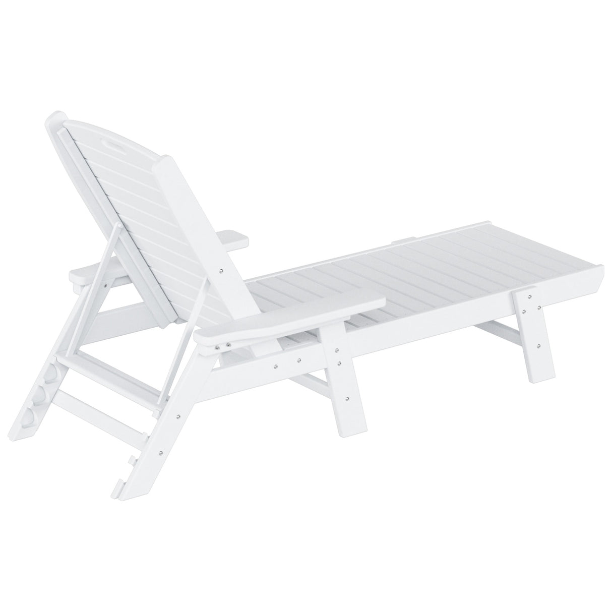 Polytrends Laguna Hdpe All Weather Outdoor Patio Pool Reclining Chaise Lounges With Square Side Table (3-Piece Set)