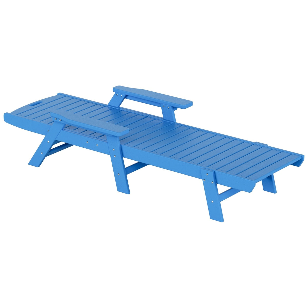 Polytrends Laguna Hdpe All Weather Outdoor Patio Pool Reclining Chaise Lounges With Square Side Table (3-Piece Set)