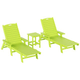 Polytrends Laguna Hdpe All Weather Outdoor Patio Pool Reclining Chaise Lounges With Square Side Table (3-Piece Set)
