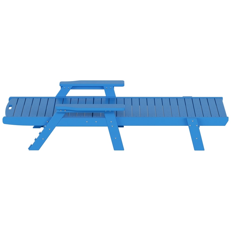 Polytrends Laguna Hdpe All Weather Outdoor Patio Pool Reclining Chaise Lounges With Square Side Table (3-Piece Set)