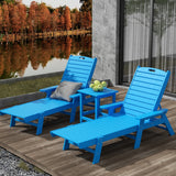 Polytrends Laguna Hdpe All Weather Outdoor Patio Pool Reclining Chaise Lounges With Square Side Table (3-Piece Set)