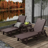 Polytrends Laguna Hdpe All Weather Outdoor Patio Pool Reclining Chaise Lounges With Square Side Table (3-Piece Set)