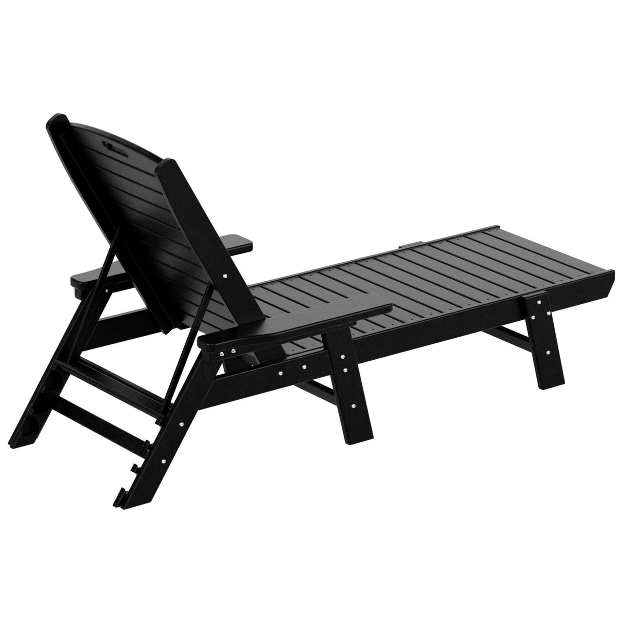 Polytrends Laguna Hdpe All Weather Outdoor Patio Pool Reclining Chaise Lounges With Square Side Table (3-Piece Set)