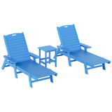 Polytrends Laguna Hdpe All Weather Outdoor Patio Pool Reclining Chaise Lounges With Square Side Table (3-Piece Set)