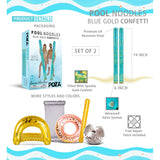 POZA 2 Pack Jumbo Inflatable Pool Noodle Floats - Blue Gold - 74 inch - 74 inches