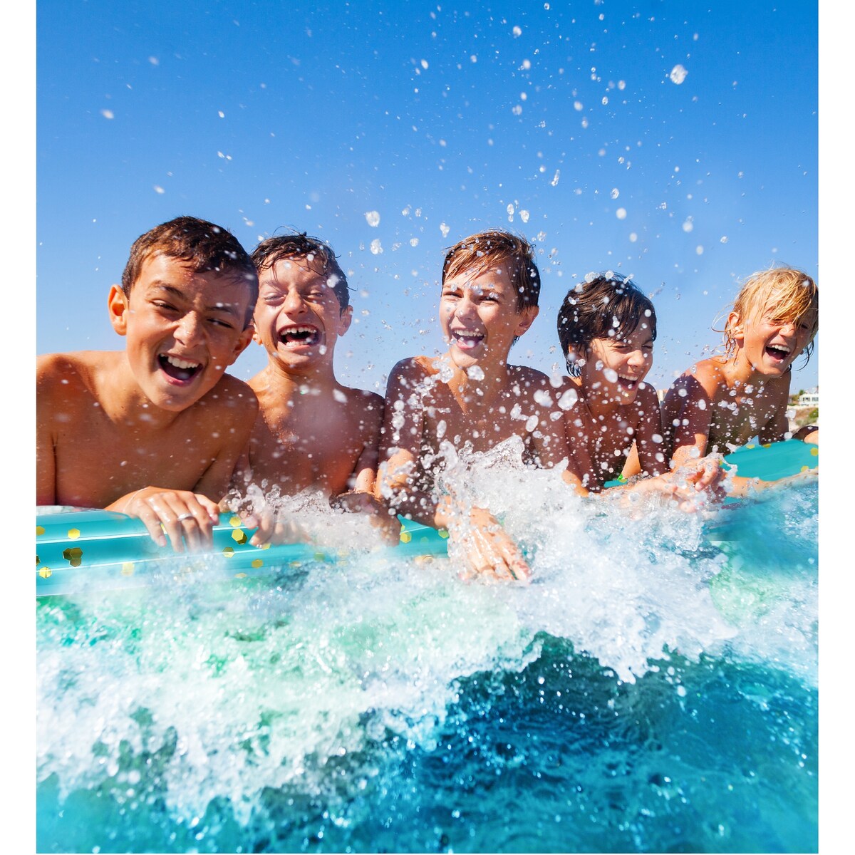 POZA 2 Pack Jumbo Inflatable Pool Noodle Floats - Blue Gold - 74 inch - 74 inches