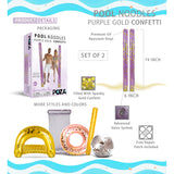 POZA 2 Pack Jumbo Inflatable Pool Noodle Floats - Purple Gold, 74 inch - 74 inches