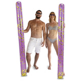 POZA 2 Pack Jumbo Inflatable Pool Noodle Floats - Purple Gold, 74 inch - 74 inches