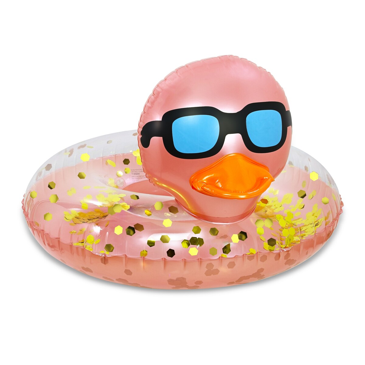 POZA Inflatable Duck Pool Float Tube for Kids and Adults - Rose Gold - 36 inches